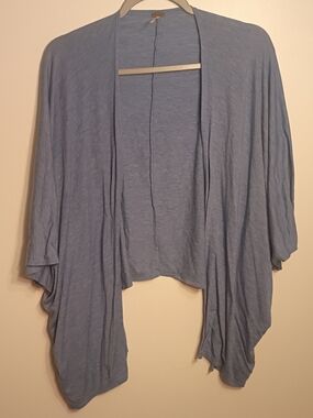 Poof! Light Blue Draped Open-Front Shrug